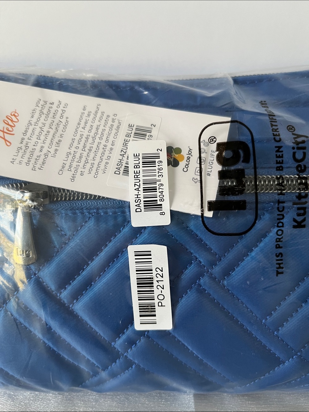 LUG - Dash Classic Crossbody in Azure Blue w/Geo Palms Blue Interior - Picture 4 of 5